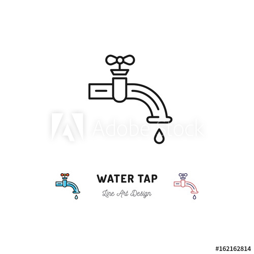 500x500 Water Tap Icon, Plumbing Symbol Vector Thin Line Art Symbol