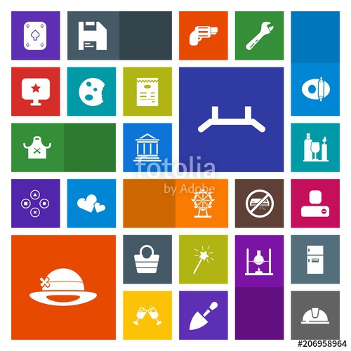 500x500 Modern, Simple, Colorful Vector Icon Set With Doughnut, Park