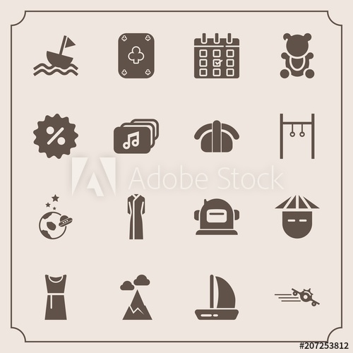 500x500 Modern, Simple Vector Icon Set With Flight, Toy, Schedule
