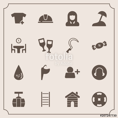 500x500 Modern, Simple Vector Icon Set With Lady, Dinner, Poker, Helmet
