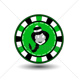 325x325 Poker Chip Christmas New Year Girl Santa Claus In Black Gl