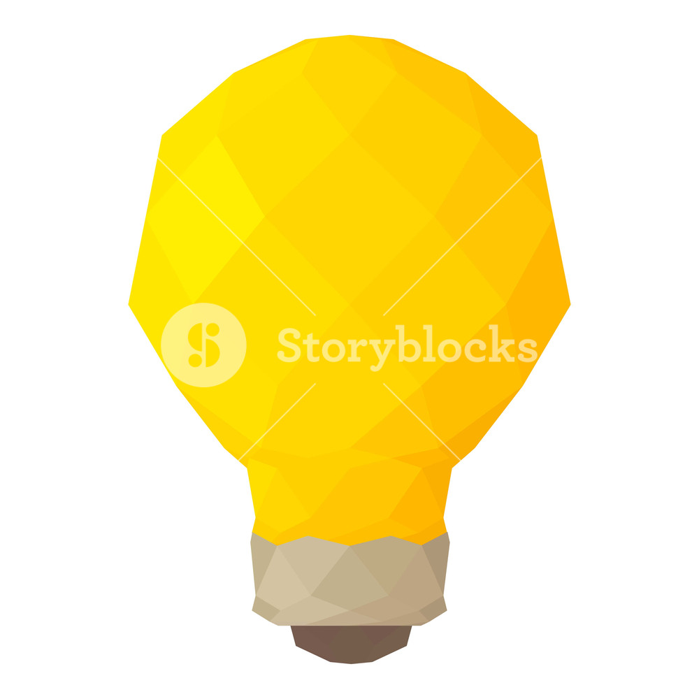1000x1000 Low Poly Light Bulb Icon Cartoon Illustration Of Low Poly Light
