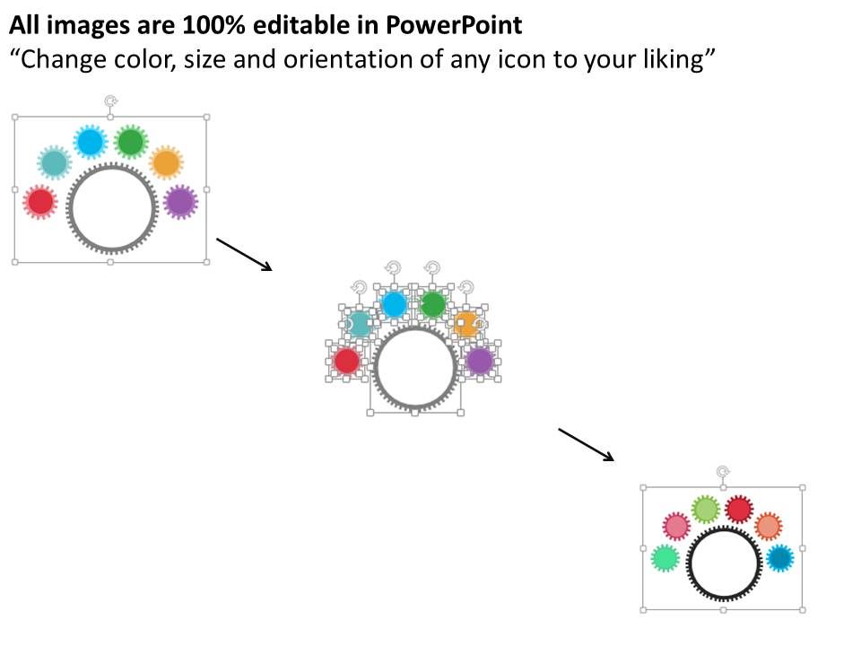960x720 Business Icons Inside Gears For Process Control Flat Powerpoint