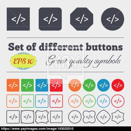 512x512 Code Sign Icon Programming Language Symbol Big Set Of Colorful