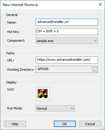 347x430 Internet Shortcut Properties Dialog
