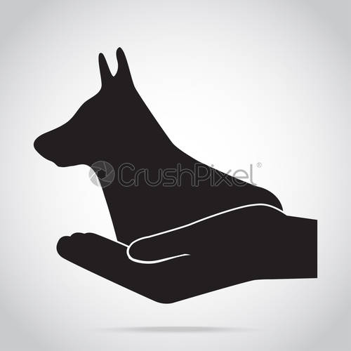 500x500 Dog And Hand Icon Protection, Care And Help Concept, Stock Vector