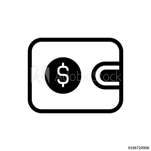 500x500 Leather Wallet Outlined Vector Icon, Purse Outlined Symbol Simple