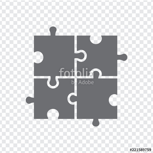 500x500 Simple Icon Puzzle In Gray Simple Icon Unfinished Puzzle Of Four