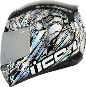 295x300 Icon Racing Adult Motorcycle Helmet Airmada Mechanica Silver Xs
