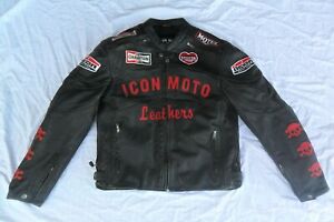 300x200 Rare Icon Moto Leather Motorcycle Riding Jacket Bomber Racing