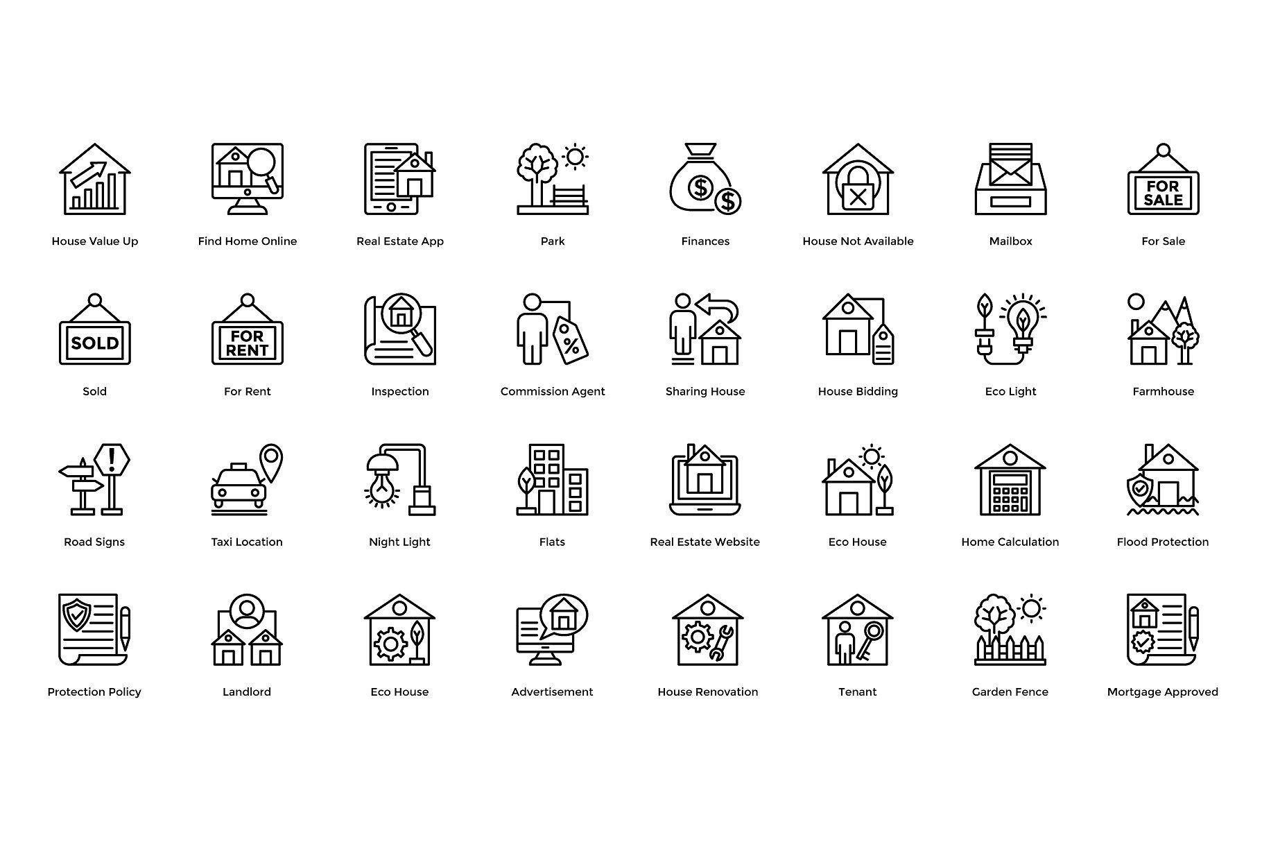 1820x1214 Real Estate Line Icons