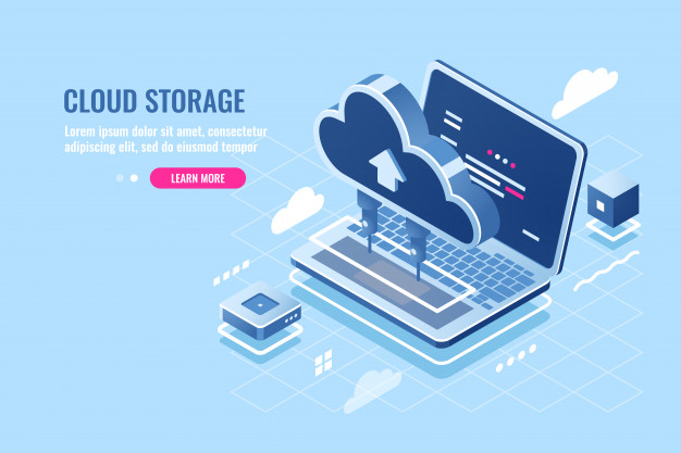 626x417 Cloud Data Storage Isometric Icon, Uploading On Cloud Server