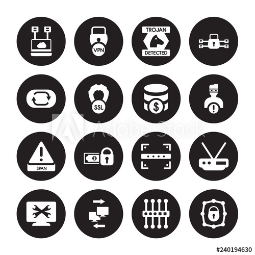 500x500 Vector Icon Set Virtualization, Proxy Server, Remote Access