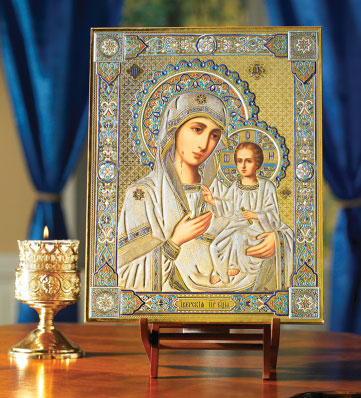 361x398 Russian Icons And Gifts Our Lady Of Iveron Embossed Icon