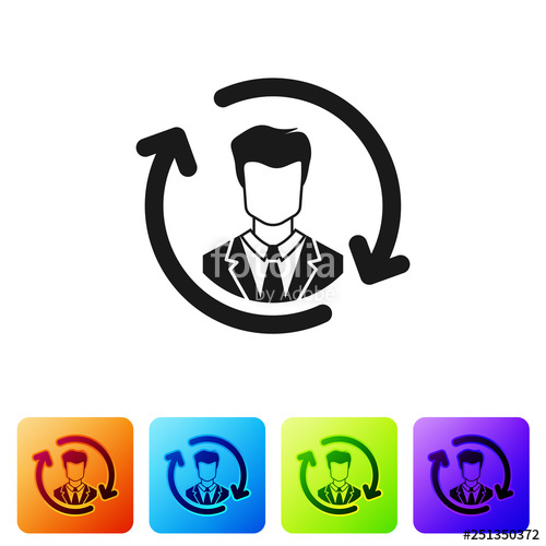 500x500 Black Human Resources Icon Isolated On White Background Concept