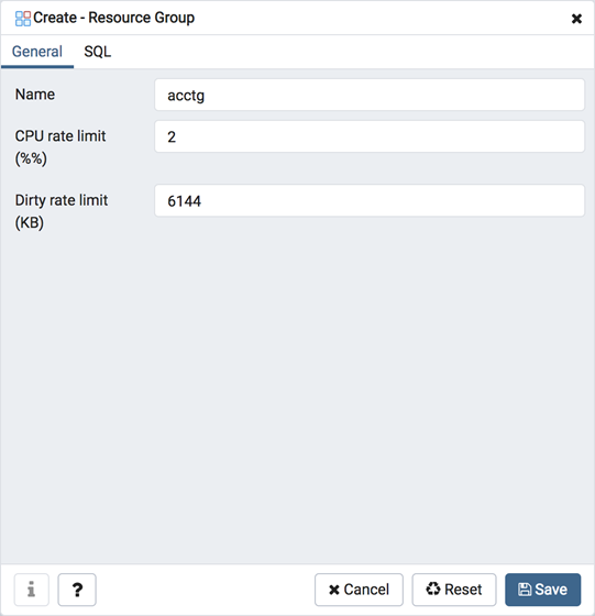 541x560 Resource Group Dialog Pgadmin Documentation