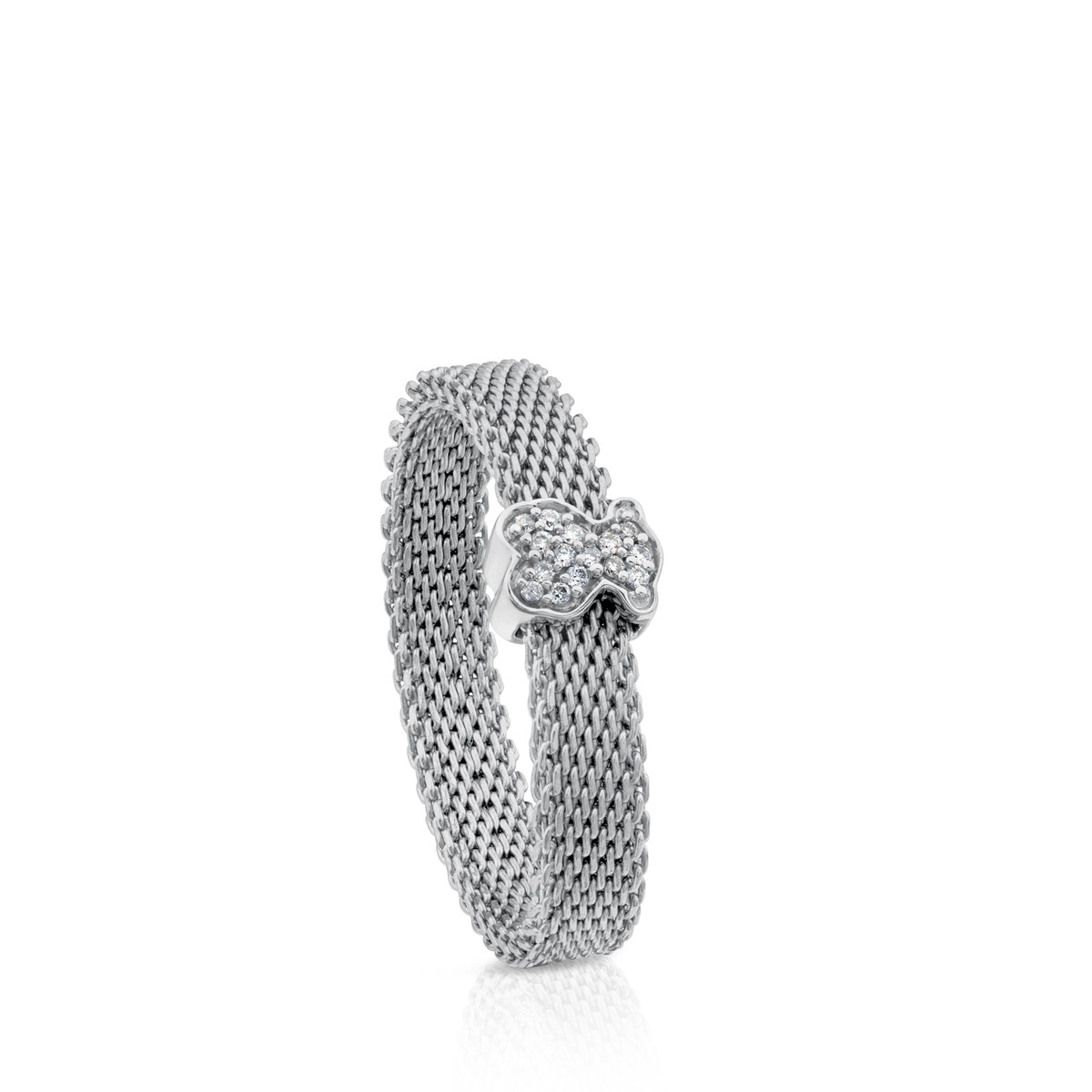 1200x1200 Steel And White Gold Icon Mesh Ring With Diamonds