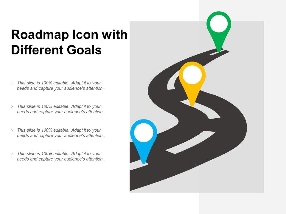 960x720 Roadmap Icon With Different Goals Powerpoint Slide Template