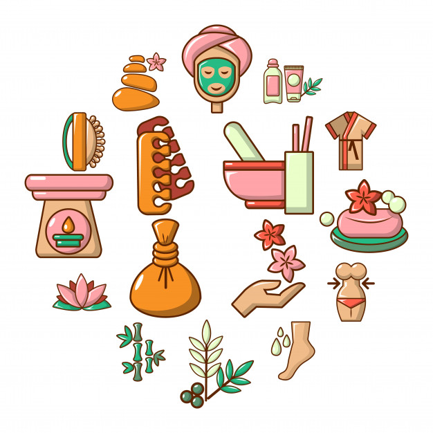 626x626 Spa Salon Icon Set, Cartoon Style Vector Premium Download