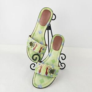 300x300 Icon Sandals Green Wedge Heel Size M Silver Hardware Brown Sole