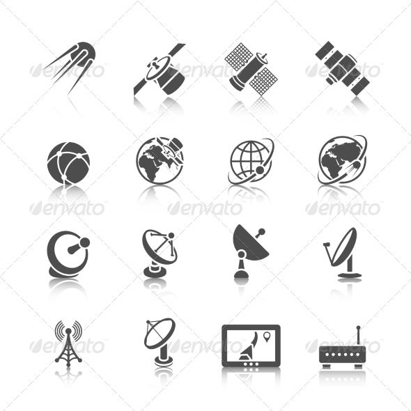 Satellite Icons Set 590x590 Satellite Icons Set