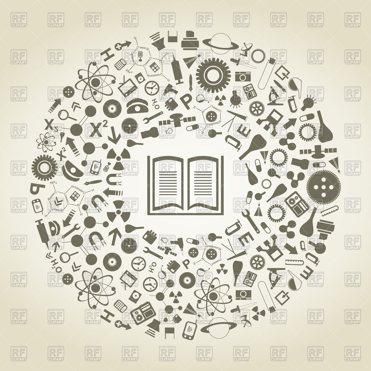 Book In Scientific Icons Circle Vector Image Of Icons And Emblems 1200x1200 Book In Scientific Icons Circle Vector Image Of Icons And Emblems