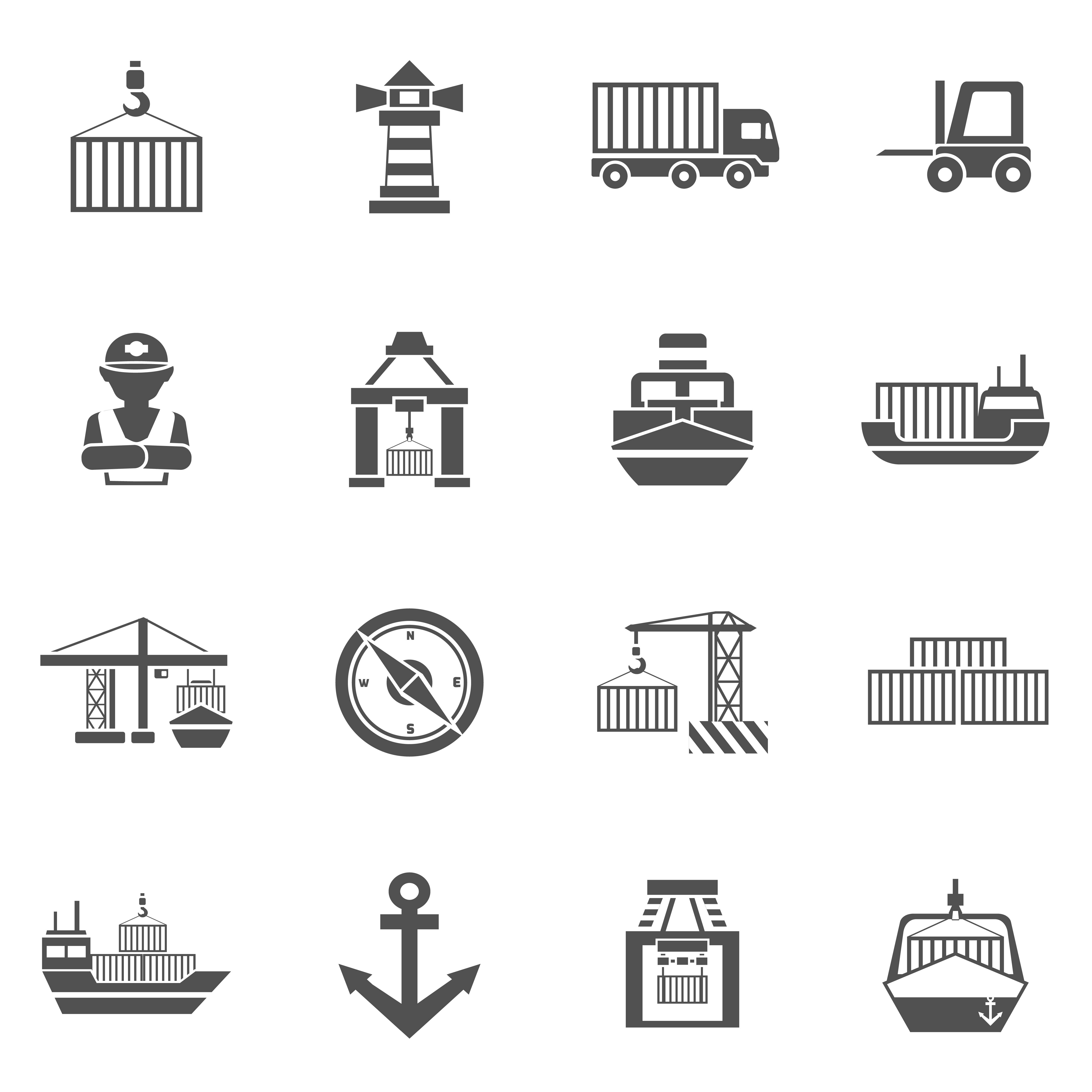 5000x5000 Seaport Black Icons Set