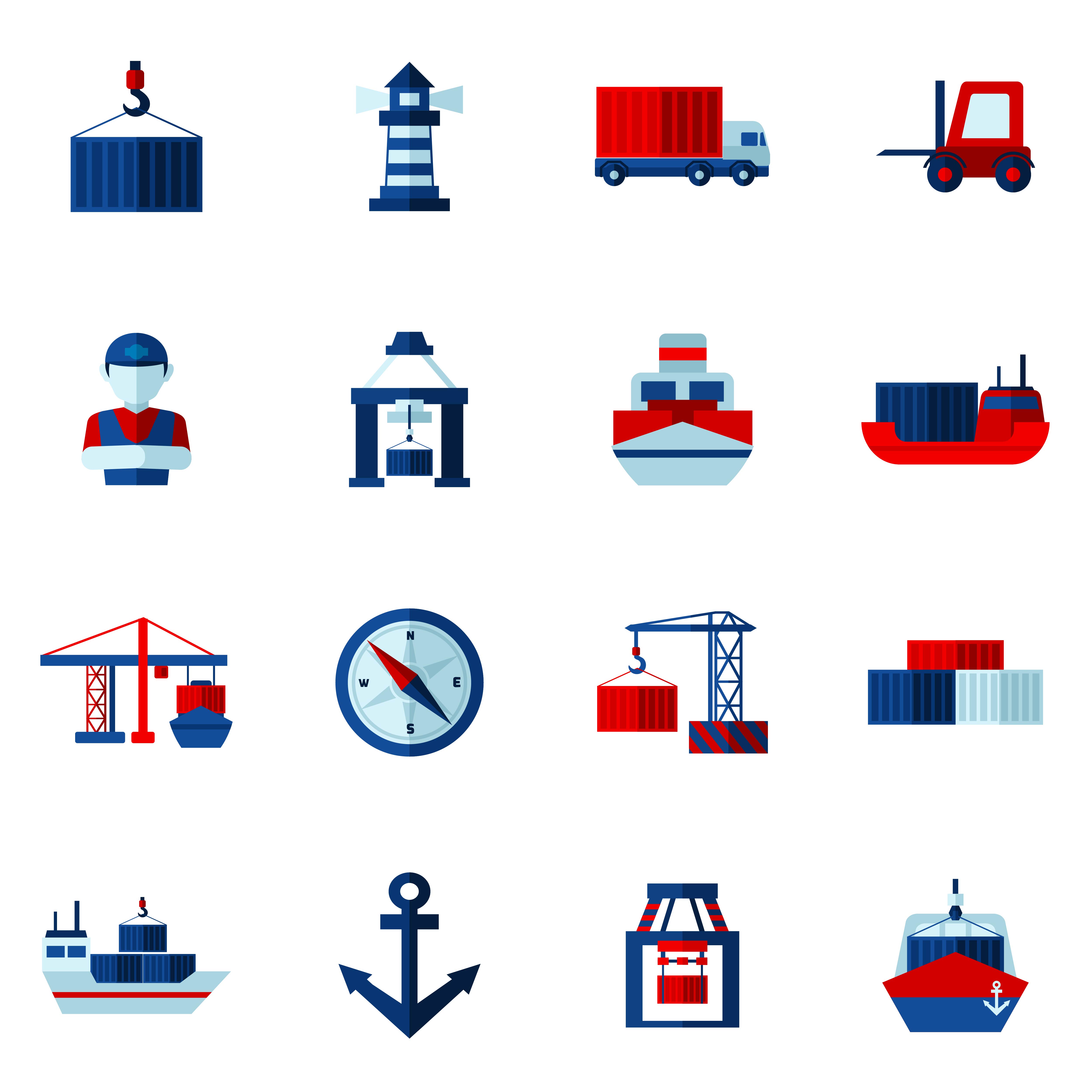 5000x5000 Seaport Flat Icons Set