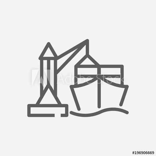 500x500 Ship Port Icon Line Symbol Isolated Vector Illustration