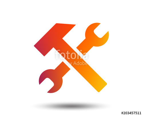 500x405 Repair Tool Sign Icon Service Symbol Hammer With Wrench Blurred