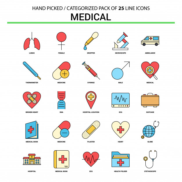 626x626 Medical Flat Line Icon Set