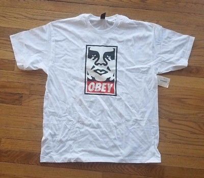 400x349 New Obey Icon Shepard Fairey White T Shirt Nwt Nos Size M Ships