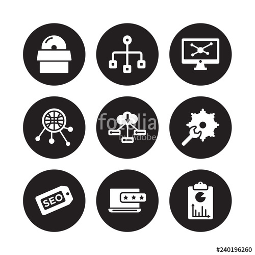 500x500 Vector Icon Set Software, Sitemap, Seo Tags, Seo Tools, Server