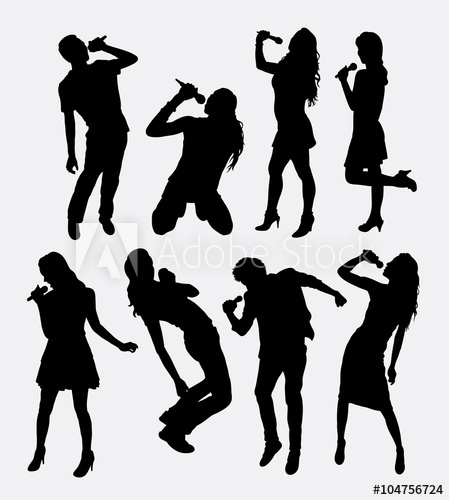 449x500 Singer Male And Female Silhouette Good Use For Logo, Symbol, Web