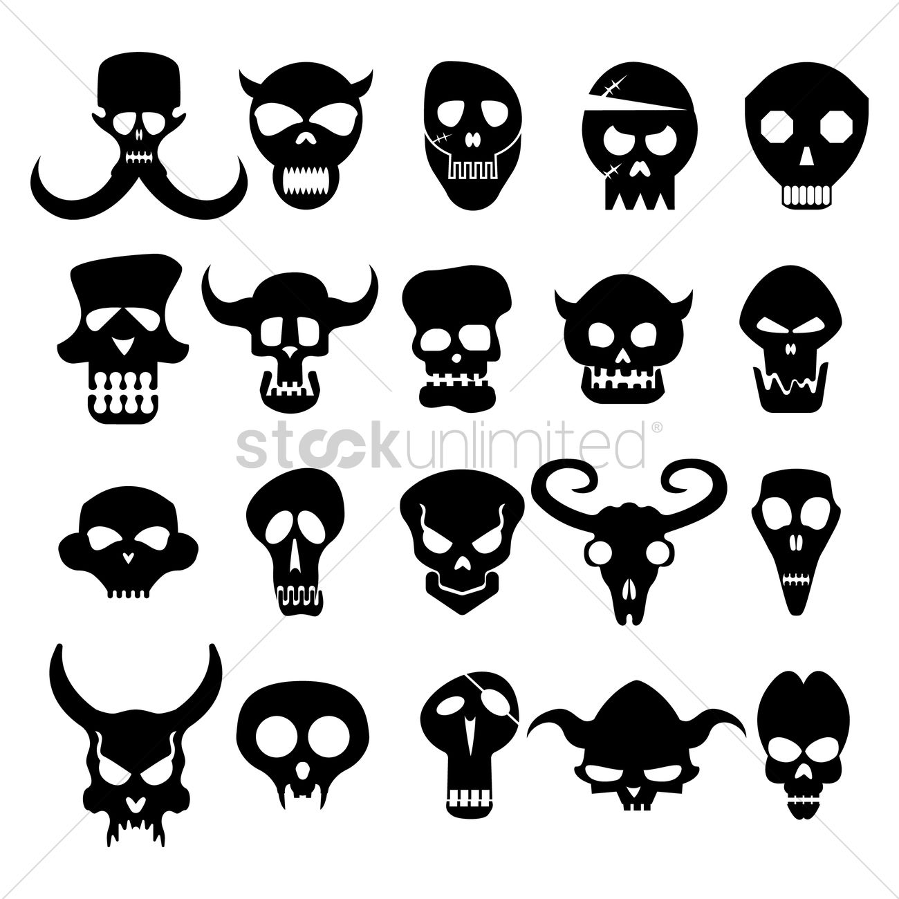 1300x1300 Skull Icon Set Vector Image