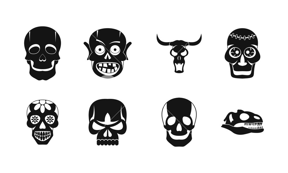1000x600 Skull Icon Set Simple Set Of Skull Vector Icons For Web Design