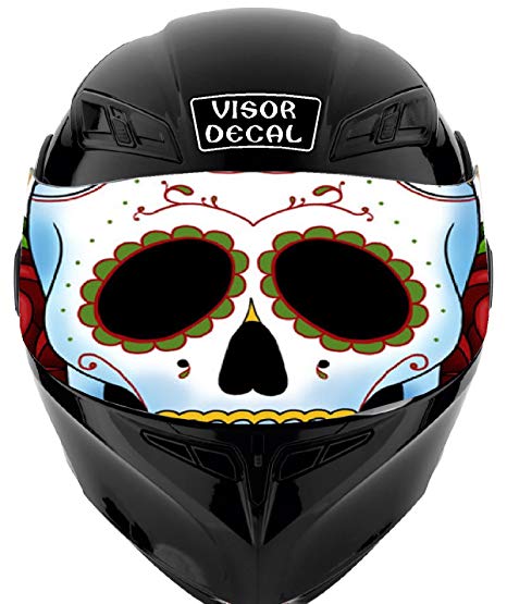 466x555 Sugar Skull Visor Tint Decal Graphic Sticker