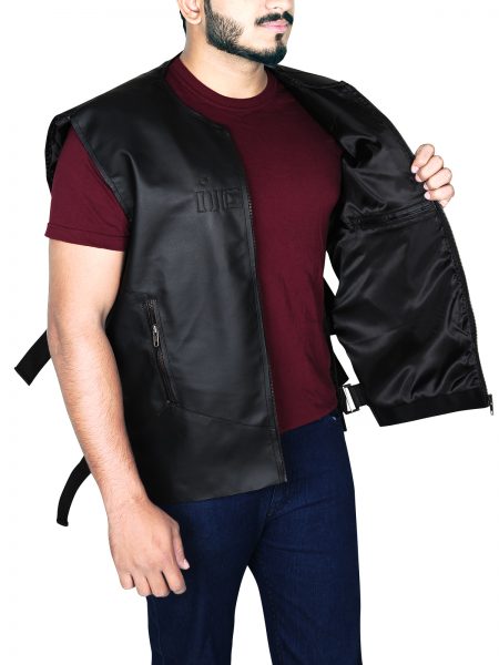 450x600 Men's Classic Skull Icon Motorcycle Black Leather Vest