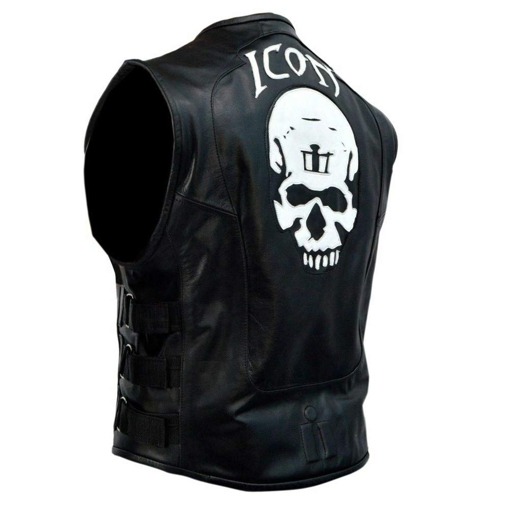1000x1000 Men's Slim Fit Icon Skull Motorcycle Black Tactical Biker Leather