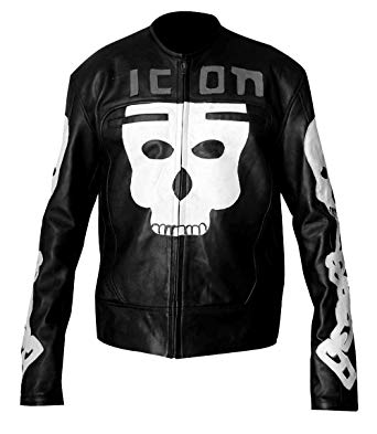 342x393 Motorhead Skull Icon Stylish Biker Faux Leather Jacket Black