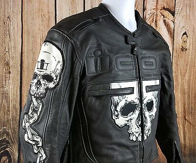 400x333 Icon Motorhead Skull Jacket Leather Midnight Black Size Small