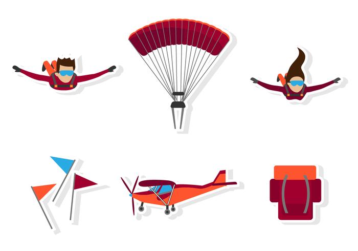 700x490 Flat Skydiving Icon Stock Images