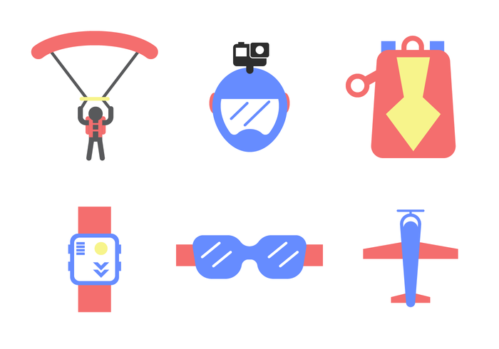 700x490 Flat Skydiving Icon Vector Stock Images