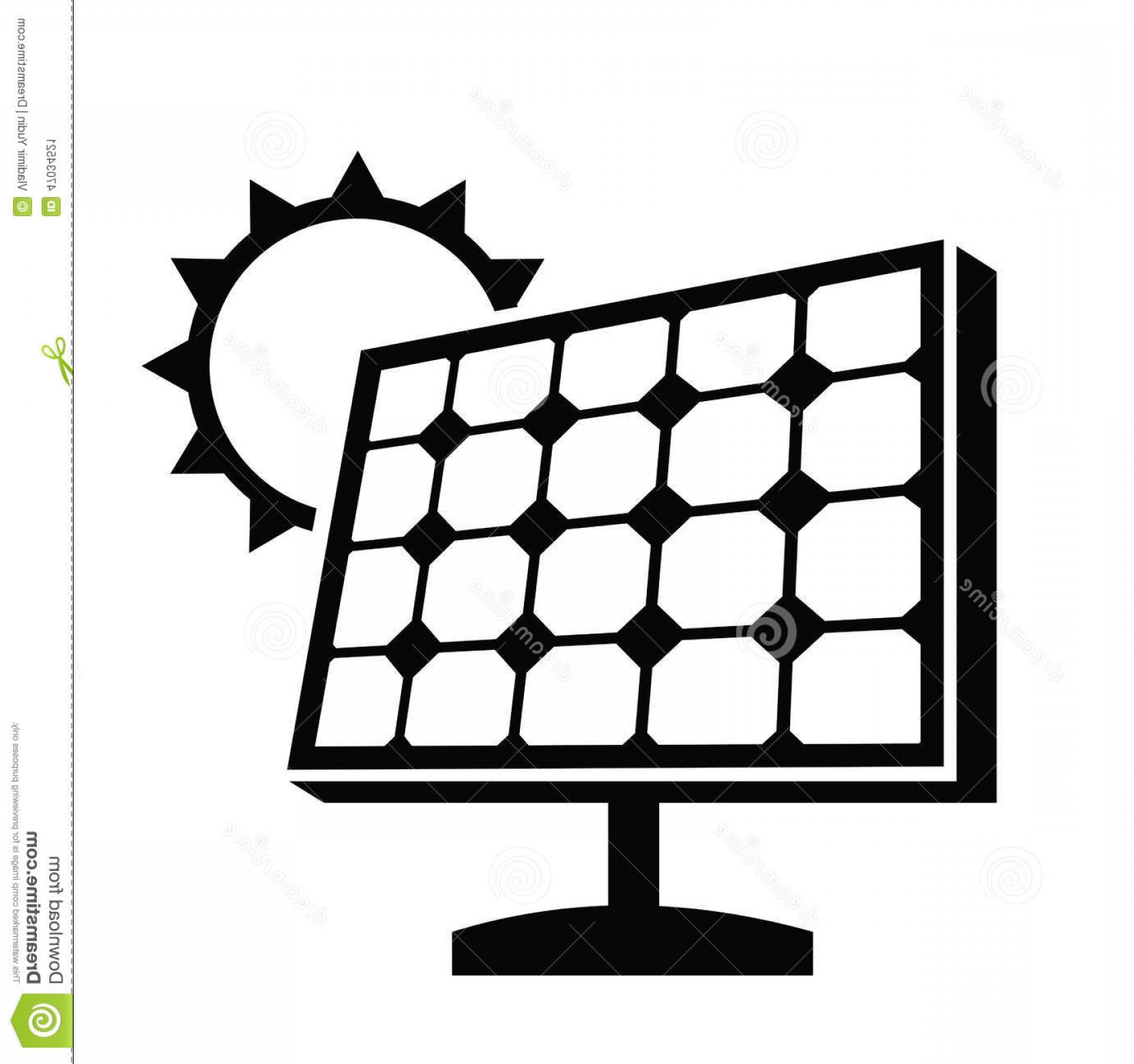 1662x1560 Stock Illustration Solar Panel Icon Vector Black White Background