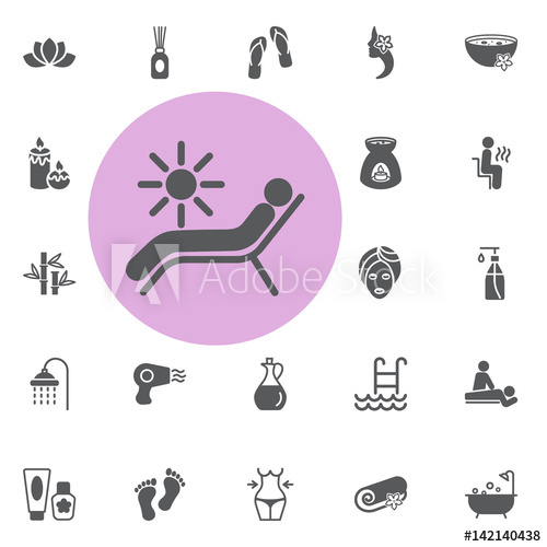 500x500 Solarium Icon Spa Set Vector Illustration
