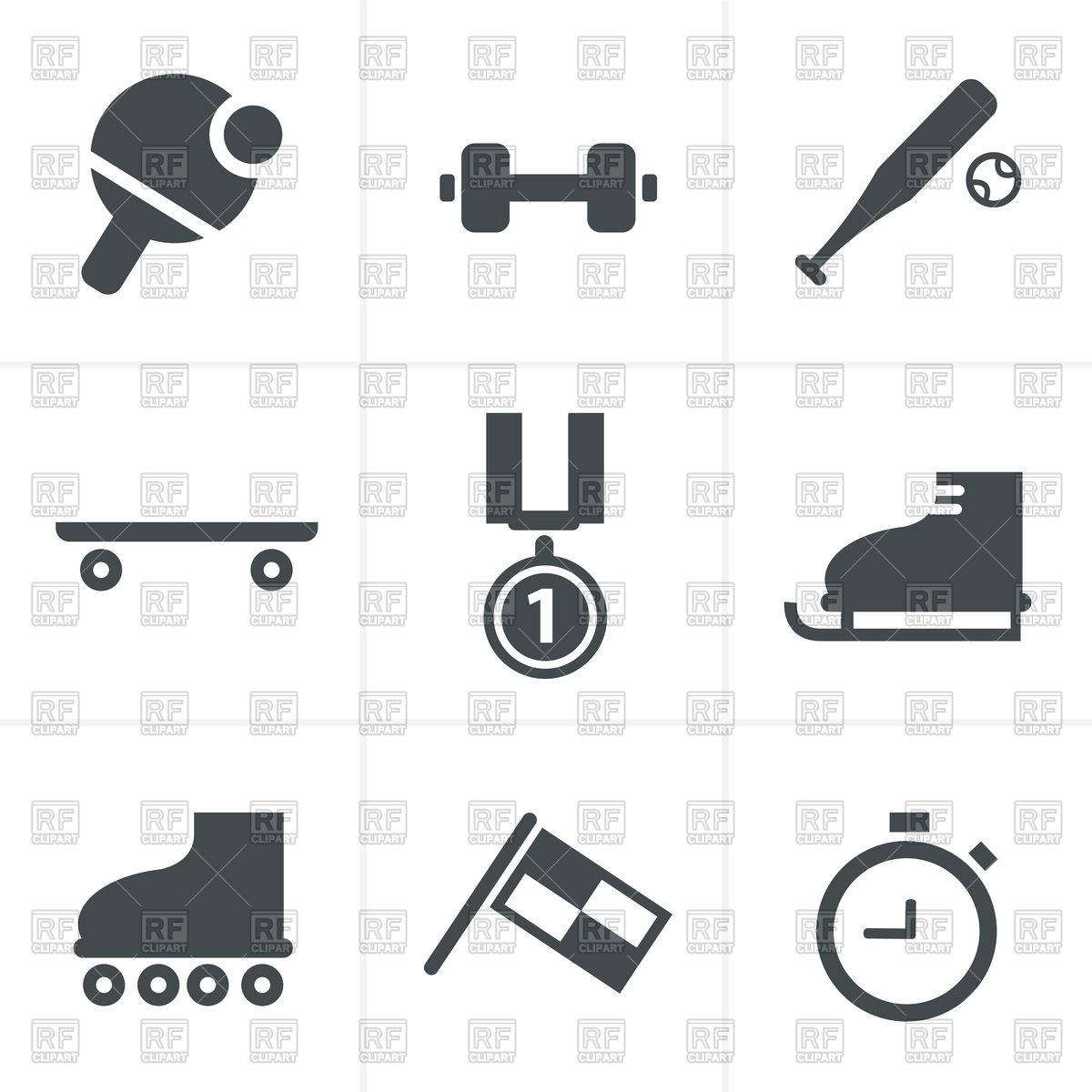 1200x1200 Set Of Monochromatic Simple Sports Icons Vector Image Of Sport