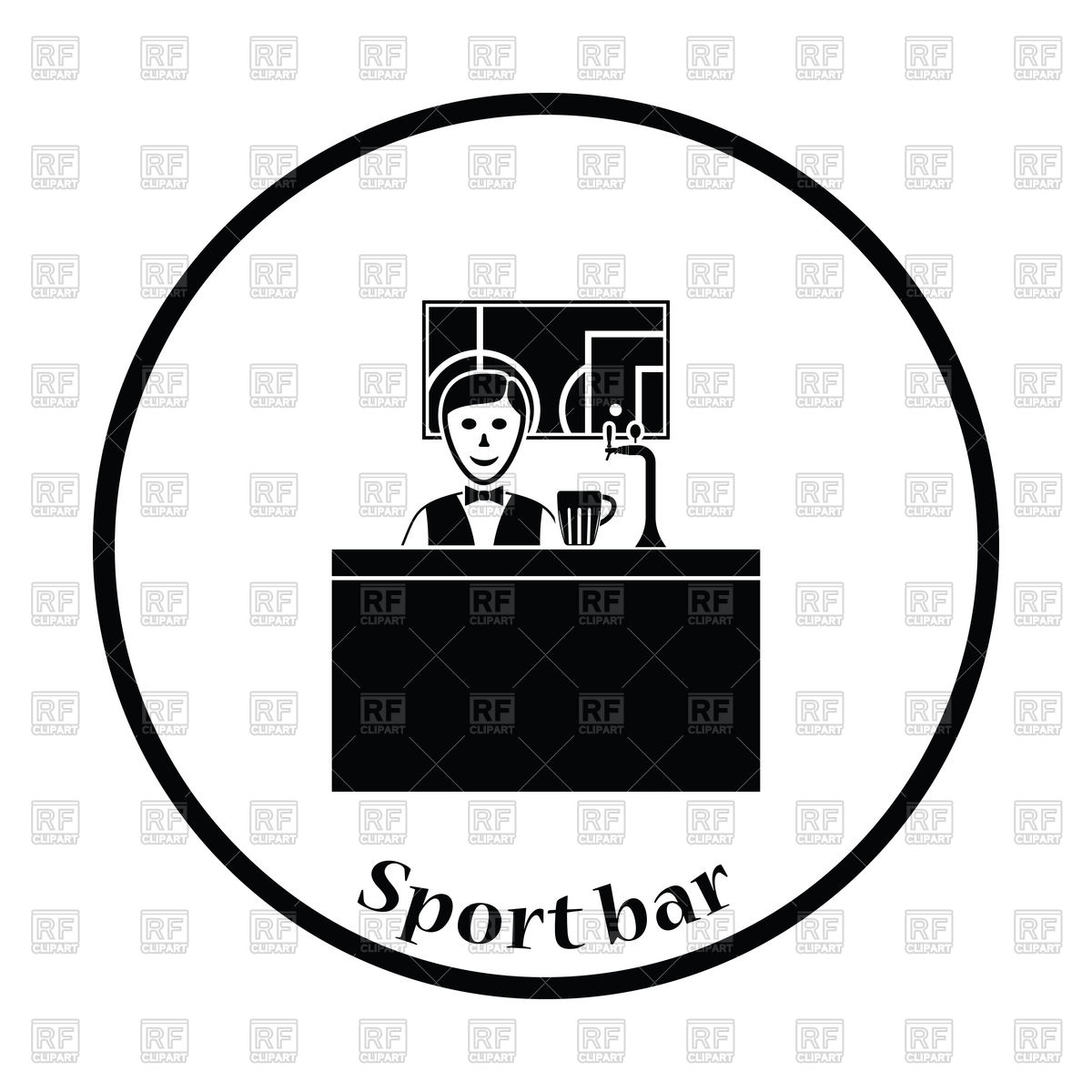 Icon Of Sport Bar With Barman And Football Translation On Tv 1200x1200 Icon Of Sport Bar With Barman And Football Translation On Tv