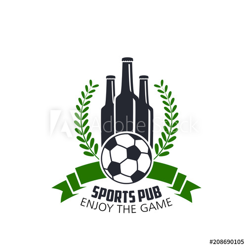 Vector Ball And Beer Bottle Icon For Sport Bar 500x500 Vector Ball And Beer Bottle Icon For Sport Bar