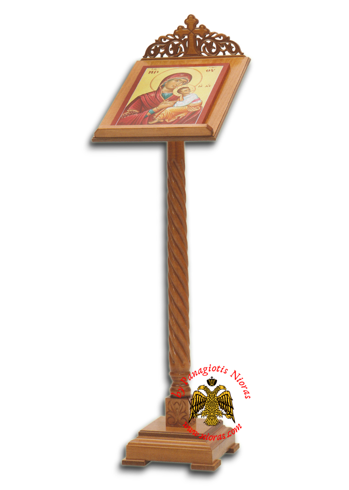 713x1000 Orthodox Book Or Icon Stand Portable Single Column Wood Carved