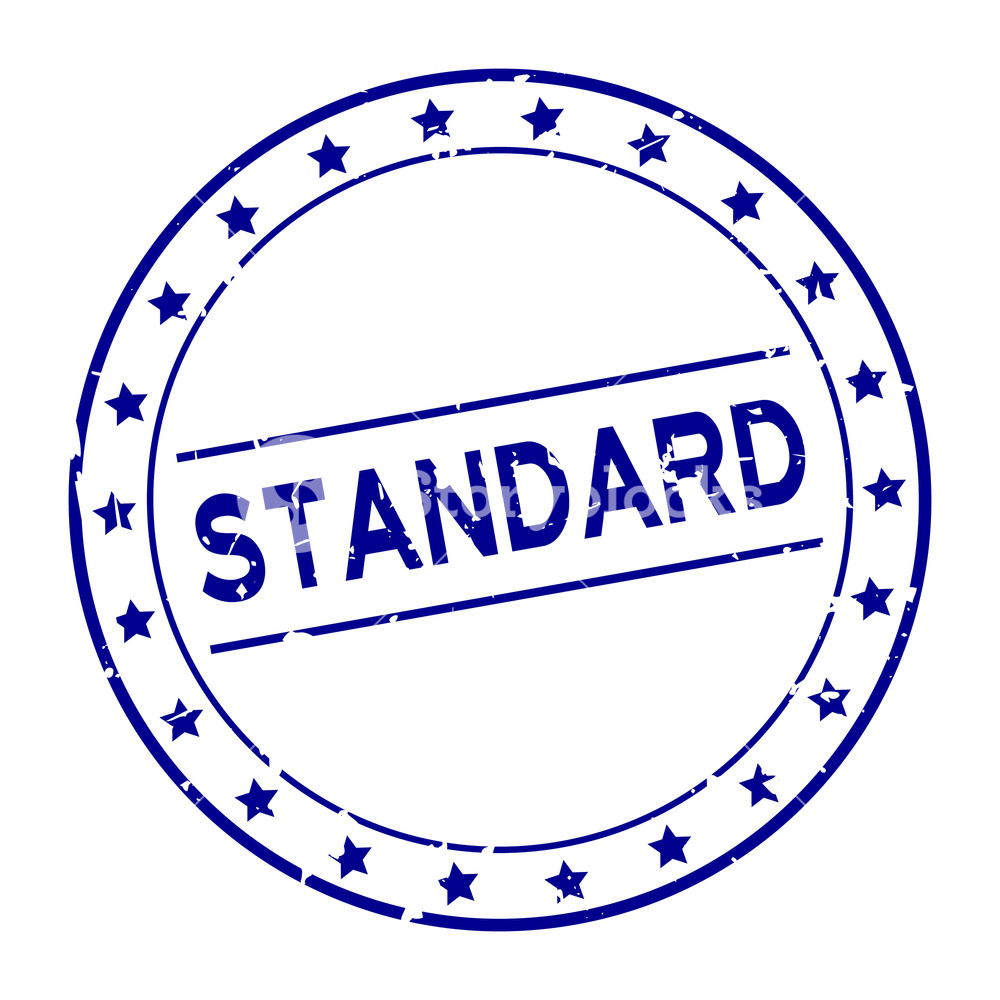 1000x1000 Grunge Blue Standard Word With Star Icon Round Rubber Seal Stamp